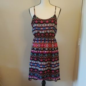 Nicole Miller dress geometric print hi-low mini 10